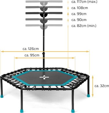 Трамплін для фітнесу SportPlus з тихим гумовим пружинним механізмом, до 130 кг, турквіс, не складається