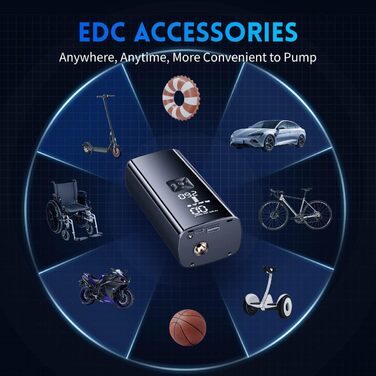 Портативний електричний компресор Adicop 9900mAh, насос 150PSI з манометром для авто, велосипедів, мотоциклів, м'ячів