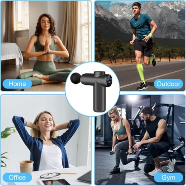 AQXONG Міні масажер для м'язів, портативний електричний масажер з LCD дисплеєм, 99 швидкостей, 8 насадок, тиха робота 35dB, акумуляторний