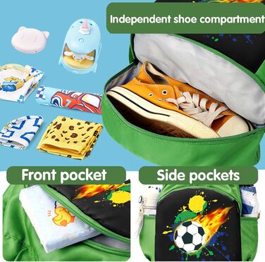 Дитяча спортивна сумка Youyike, водонепроникний рюкзак з відділенням для взуття, спортивна сумка з шнурком, для дівчаток та хлопчиків, футбольний зелений