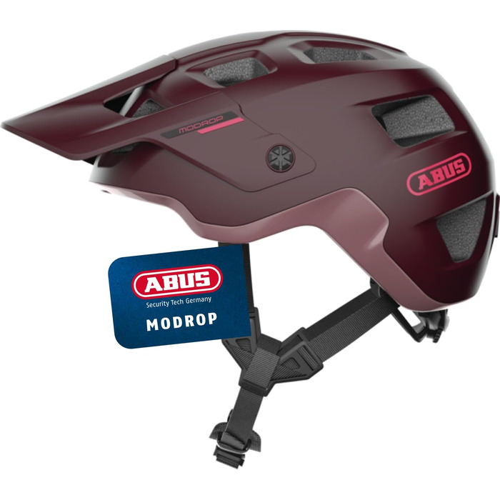 Велосипедний шолом ABUS MoDrop для MTB, надійний, з вентиляцією, універсальний, розмір L (57-61 см), темно-червоний (wildberry red)