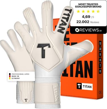 Воротарські рукавички T1TAN Legend White-Out для дорослих та дітей, професійні, з покриттям Gecko Grip 4 мм, Made in Germany, білі