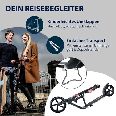 Самокат HUDORA BigWheel Style 230 алюмінієвий, великий, складаний, регульований, до 120 кг, для дорослих і підлітків