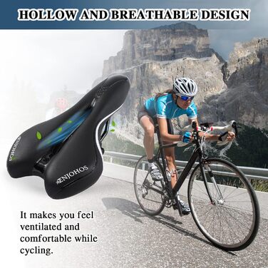 Велосипедне сідло ENJOHOS, водонепроникне PU сідло для гірського, трекінгового, туристичного та шосейного велосипеда (Чорно-біле)