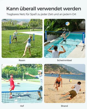 SONGMICS М'язова сітка для бадмінтону та волейболу, регульована висота, 3 м, блакитна