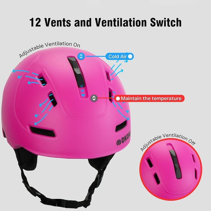 Шолом для сноуборду та гірських лиж, унісекс, рожевий, розмір M (54-58 см)