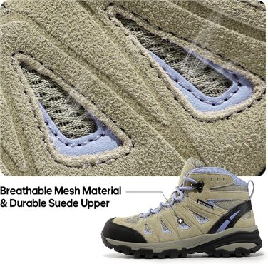 Черевики для трекінгу та подорожей NORTIV 8 Adventurer для жінок - дихаючі, зручні, розмір 40.5 EU, бежево-лілові