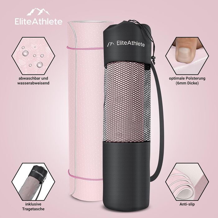 Килимок для йоги EliteAthlete Sportmatte: фітнес, пілатес, гімнастика - 183x61x0.6 см з чохлом Spring Blooms Light Sand