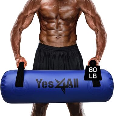 Мішок для фітнесу Yes4All з водою 36.3 кг, Aqua Bag для тренувань, великий, прозорий темно-синій
