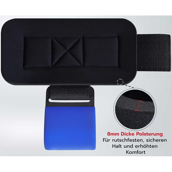 Набори гачків для важкої атлетики AQF – нековзкі ручки з гумовим покриттям, 8 мм неопренова подушка – гачки для підйому штанги для чоловіків та жінок (пара), ідеальні для підйому ваги та силових видів спорту, синій