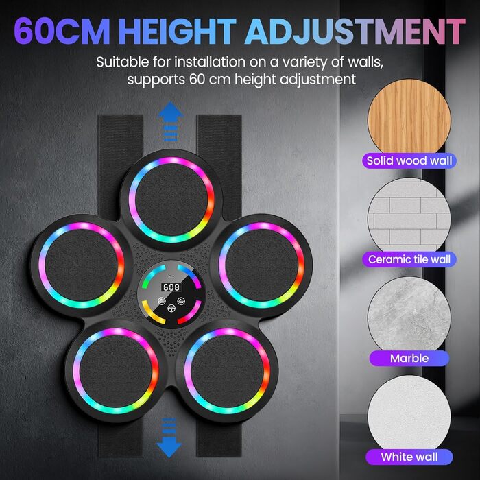 Музична боксувальна машина з LED, Bluetooth, 9 режимами швидкості, 2 парами рукавичок, для дорослих і дітей