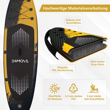 Надувна SUP-дошка 24MOVE® Premium для йоги та серфінгу, 366x80 см, червона, з аксесуарами, подвійний насос, антиковзка поверхня, для дітей і дорослих