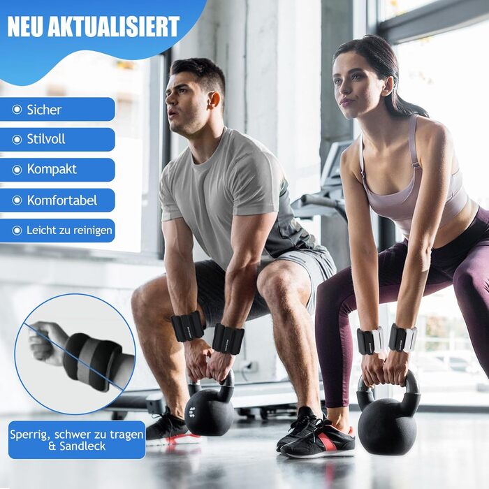 Важкі манжети для ніг BECOJADDE 0.45 кг / 0.9 кг (набір 2 шт.) для занять спортом, фітнесом, кардіо та силовим тренуванням. Чорний колір.