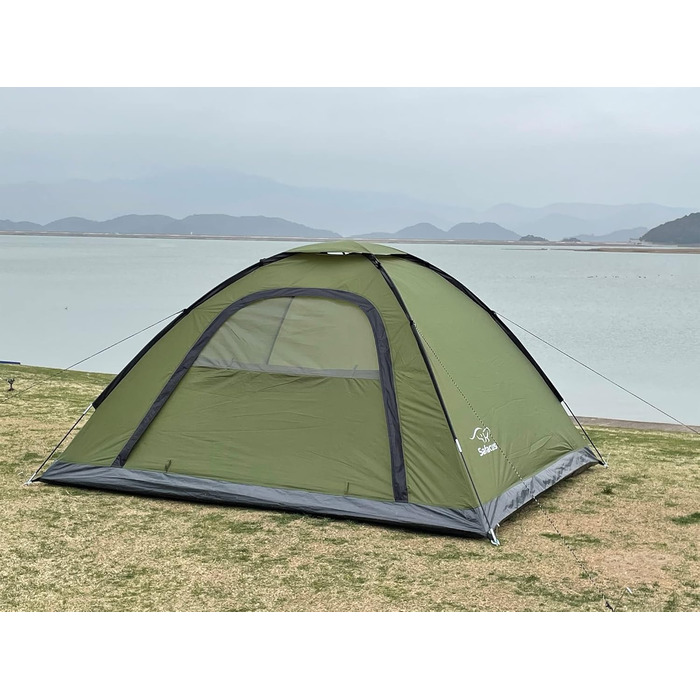 Намет для кемпінгу SAFACUS на 3-4 особи: легкий, стабільний, водонепроникний, з вентиляцією та захистом від комарів (зелений)