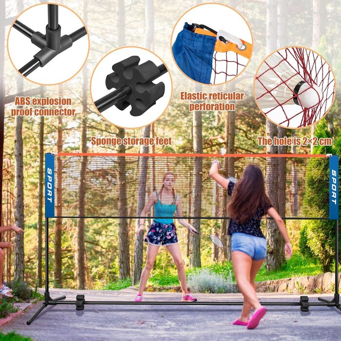 Набір для бадмінтону та піклболу AKOZLIN: регульована висота, сумка для перенесення, універсальне поле для бадмінтону, волейболу, тенісу, піклболу та футбольного тенісу