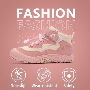 Дитячі трекінгові черевики FLIOZY - рожеві, легкі, дихаючі, з антиковзкою підошвою. Підходять для хлопчиків та дівчаток, розмір 27 EU.