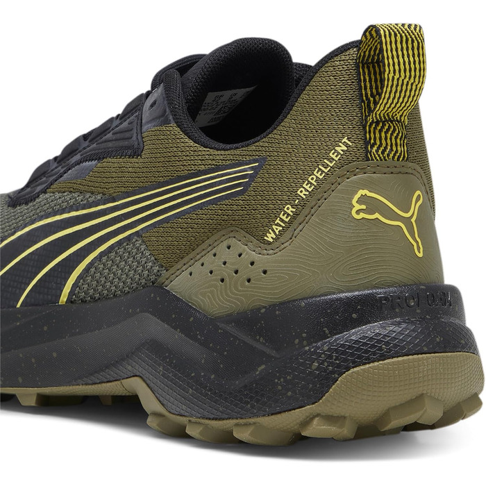 Кросівки PUMA Obstruct Profoam для бігу по вулицях, 44 EU, Puma Olive, Puma Schwarz, Gelb Blaze