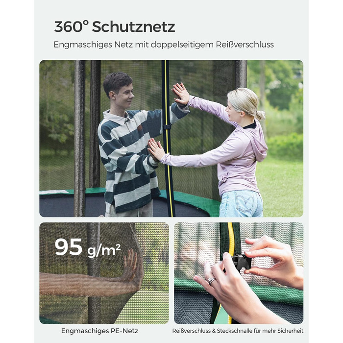 Трамплін SONGMICS Outdoor Ø 183-427 см: круглий батут для саду з захисним покриттям, сіткою, сходами та м'якими стійками