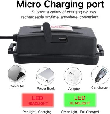 BESTSUN Головний ліхтар налобний світлодіодний перезарядна червоне світло налобний ліхтар USB 5000 Люмен для полювання, роботи, кемпінгу, риболовлі та нічного полювання (біле та червоне світло)