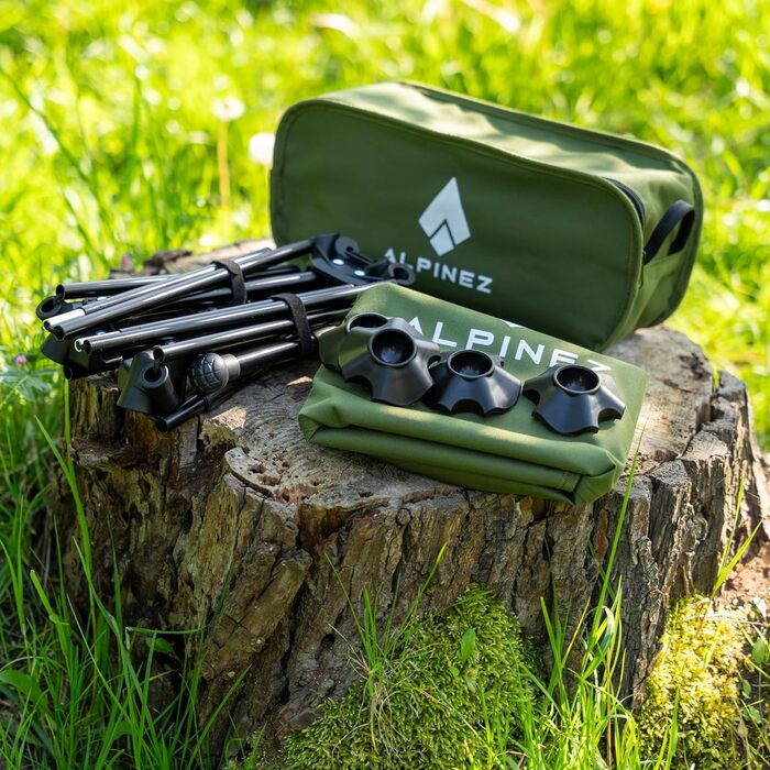 Зручний складаний стул для кемпінгу Alpinez: легкий, регульований по висоті, з компактним розміром | Стільці для риболовлі, пляжу, відпочинку на природі. Зелений колір