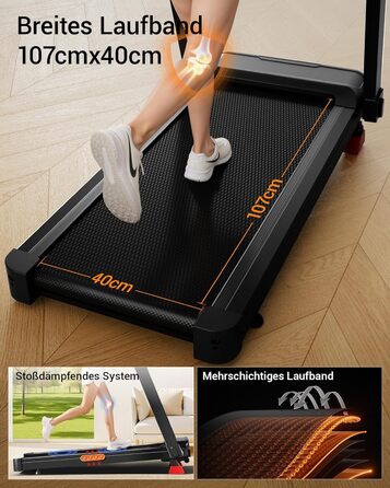 Бігова доріжка для дому LONTEK: складана, з нахилом 16%, швидкість до 14 км/год, мотор 3.5 к.с., пульсометр, LED-дисплей, макс. навантаження 180 кг, чорна