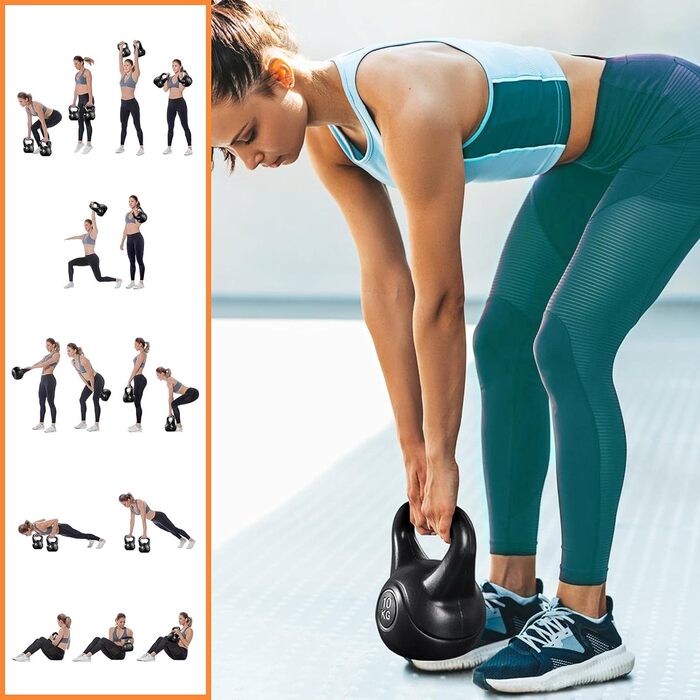 Kettlebell Yaheetech для кроссфіту та силових тренувань, 6-20 кг, з пластиковим покриттям