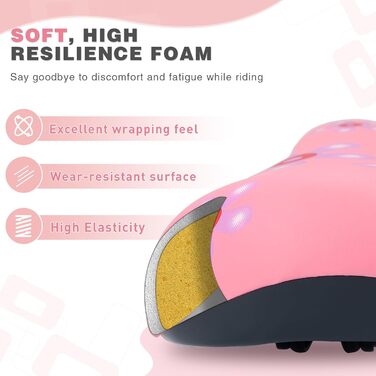 Дитячий велосипедний сидіння – м'яке та водонепроникне, з антиковзким покриттям, широке, Dual Shock для 12, 14, 16, 18, 20 дюймових велосипедів (чорний/червоний, маленький, з квітом)