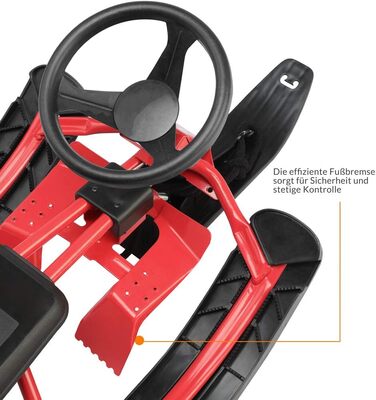 Дитячий санний боб Monzana SR 400red - 75 кг, з гальмом, спинкою та ручкою