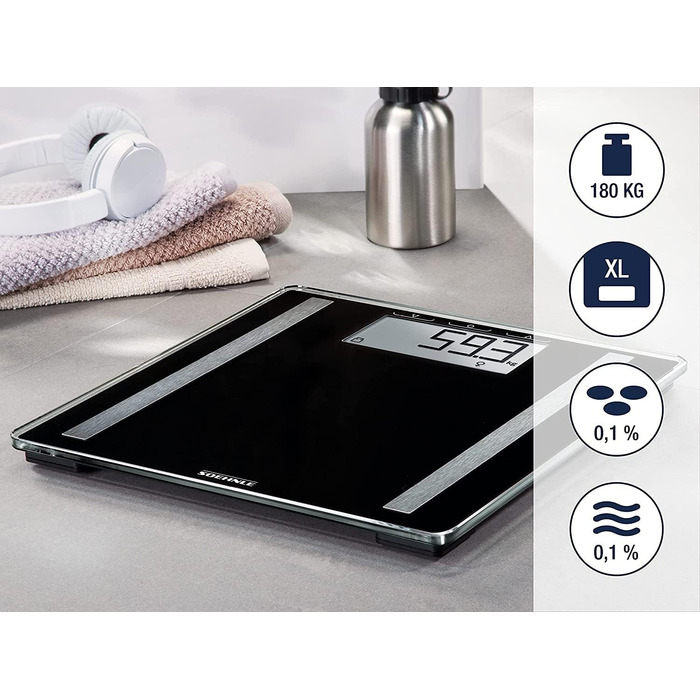 Ваги-аналізатор Soehnle Shape Sense Control 100 для фітнесу, вимірювання води та жиру, велика LCD-індикація