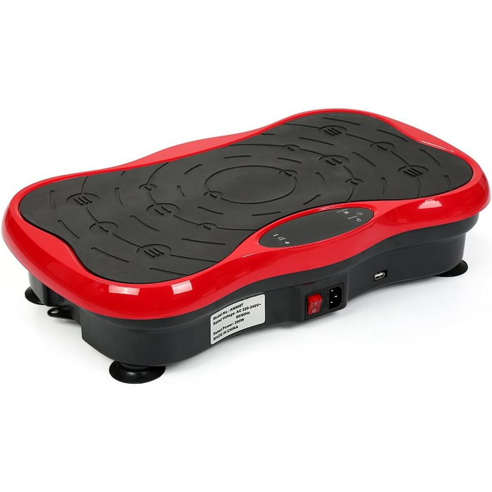 Вібраційна платформа для фітнесу, зменшення ваги, Bluetooth, 200 Вт, чорно-червона