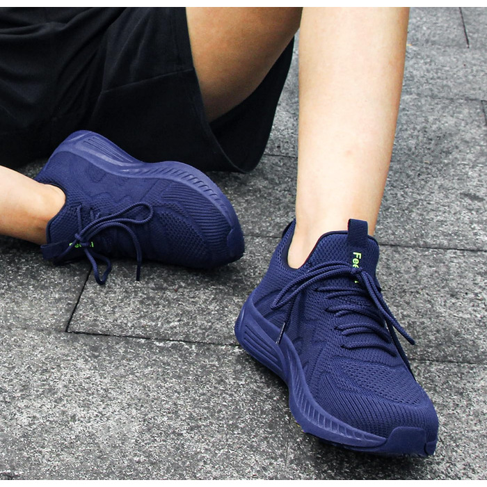 Кросівки Feethit для чоловіків: спортивні, для бігу, тенісу, фітнесу, джогінгу, ходьби. Легкі, дихаючі, повсякденні, для вуличної бігової активності. Розмір 45 EU, темно-синій.