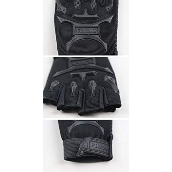 Дитячі велосипедні рукавички Long Keeper - півпальчикові, для катання на велосипеді, скейтборді, ролерблейдах, чорні