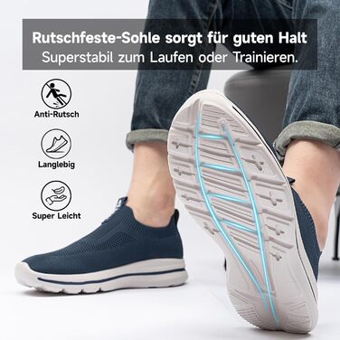 Чоловічі Slip-on кросівки з сітчастою тканиною: дихаючі, зручні для бігу та занять спортом. Легкі кросівки для вулиці та фітнесу, світло-зелені (блакитні), 40 EU