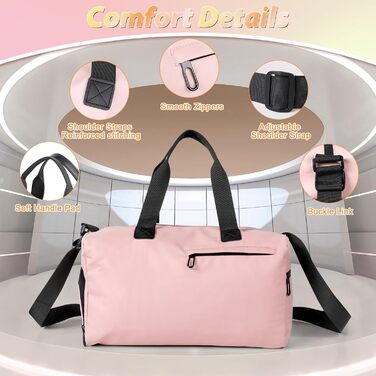Спортивна сумка Romon для подорожей та тренувань з відділенням для взуття та мокрих речей (39 x 23 x 22 см, Рожева)