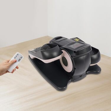 Міні еліптичний тренажер під стіл з пультом та дисплеєм, регульована швидкість, електричний, для дому, чорний+рожевий