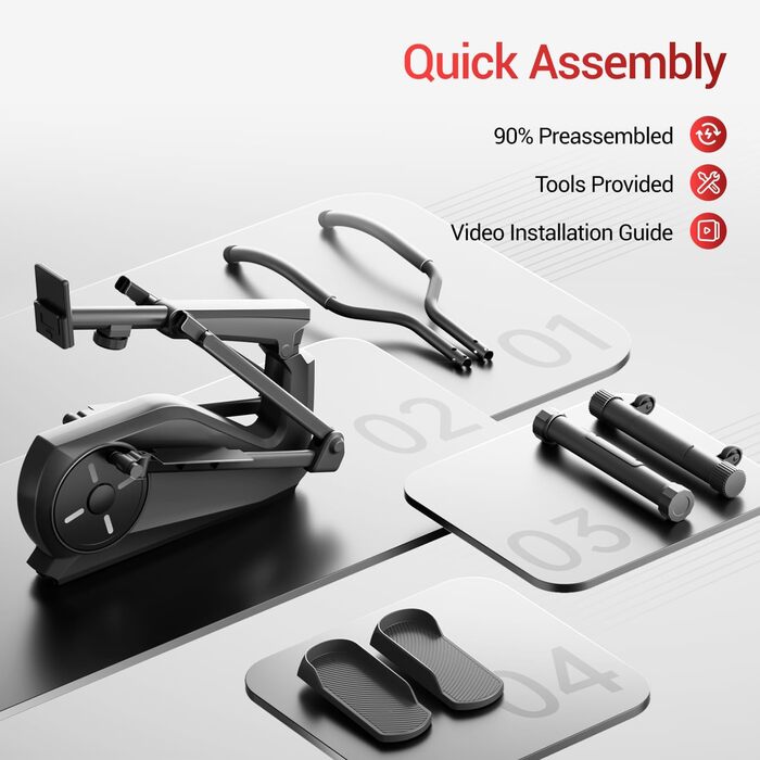 UMAY Еліптичний тренажер для дому ET30: 16 рівнів опору, тихий магнітний привід, довжина кроку 40 см, датчики пульсу, LCD-дисплей, вантажопідйомність 159 кг