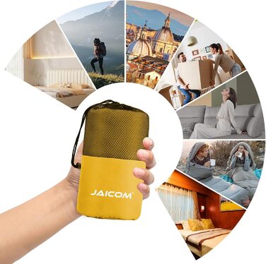 Легкий шовковий спальний мішок для подорожей 2в1, мікрофібра, зручний, компактний, для кемпінгу, зеленого кольору (Golden)