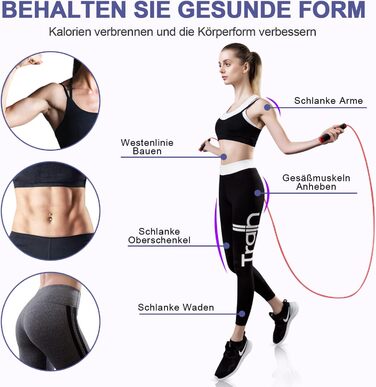 Скакалка Springseil: регульована, довговічна, з підшипниками 360°, без скручування, з ручками з Memory Foam, антиковзка, з сумкою для перенесення