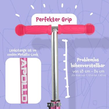 Дитячий самокат Apollo Kids Whiz із LED колесами, складаний, для хлопчиків і дівчаток від 3 до 6 років, безпечний і стійкий, самокат-трюковий