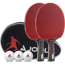 Набір для настільного тенісу JOOLA Duo PRO: 2 ракетки, 3 м'ячі, чохол, червоний/чорний, 6 предметів