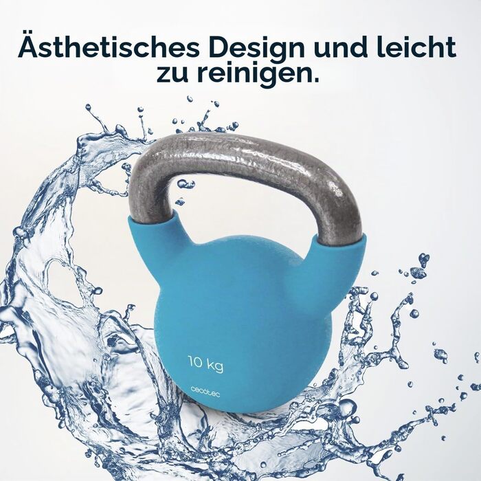 Гантеля-гіря Cecotec Drumfit Neo 10 кг з неопреновим покриттям, чавунна, ергономічна ручка