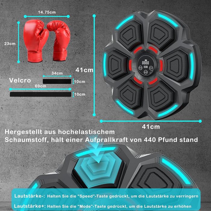 Музичний боксерський тренажер з Bluetooth, для дому, з рукавичками, для дітей та дорослих