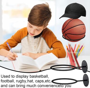 Настінна підставка для м'ячів - 4 шт. - Метал, чорний - для баскетболу, волейболу, футболу, регбі