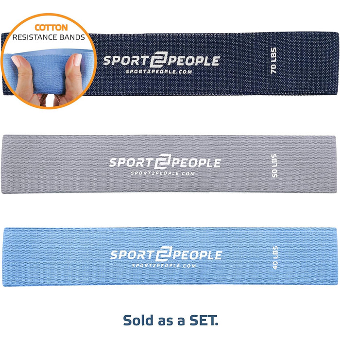 Гумові еспандери sport2people Loop Resistance Bands (3 рівні навантаження) для фітнесу, тренувань ніг, спини та підтягувань (Синій набір)