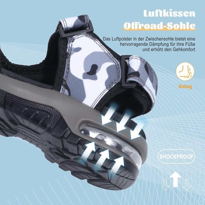 Чоловічі шкіряні сандалі Visionreast для пляжу, трекінгу та спорту. Закриті сандалі на липучках, чорні, 38 EU