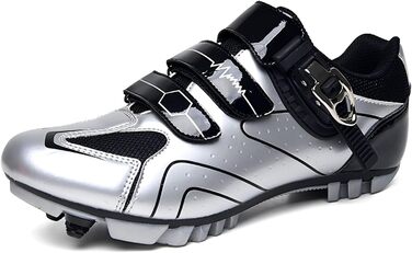 Велосипедні черевики з гумовою підошвою для чоловіків та жінок, унісекс. Підходять для шосе, гірського велосипеда, велоспорту. Дихаючі черевики для їзди на велосипеді, срібного кольору, розмір 42 EU