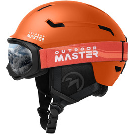 Гірськолижний шолом OutdoorMaster з маскою для дорослих, 12 вентиляційних отворів, матовий помаранчевий, розмір L (58-61 см), для лиж і сноуборду, унісекс