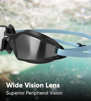 Окуляри для плавання Speedo Hydropulse унісекс | Зручна посадка | Регульована конструкція, сірі | Діоптрії 3.0, середній розмір