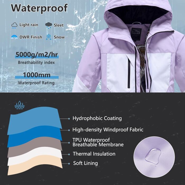 Жіночий гірськолижний костюм HOTIAN 2 в 1: куртка та штани. Водонепроникний, вітронепроникний, теплий. Розмір M. Матеріал: PU+PU