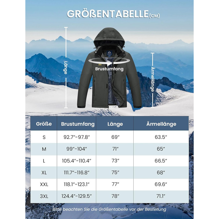 Чоловіча зимова куртка Rdruko для сноуборду та гірських прогулянок. Водонепроникна функціональна куртка з флісовою підкладкою та капюшоном. Білий колір (S, Темно-сірий)